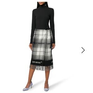 Off-White Black Virgin Wool Wrap Around Pencil Skirt Logo Virgil Abloh Size 44
